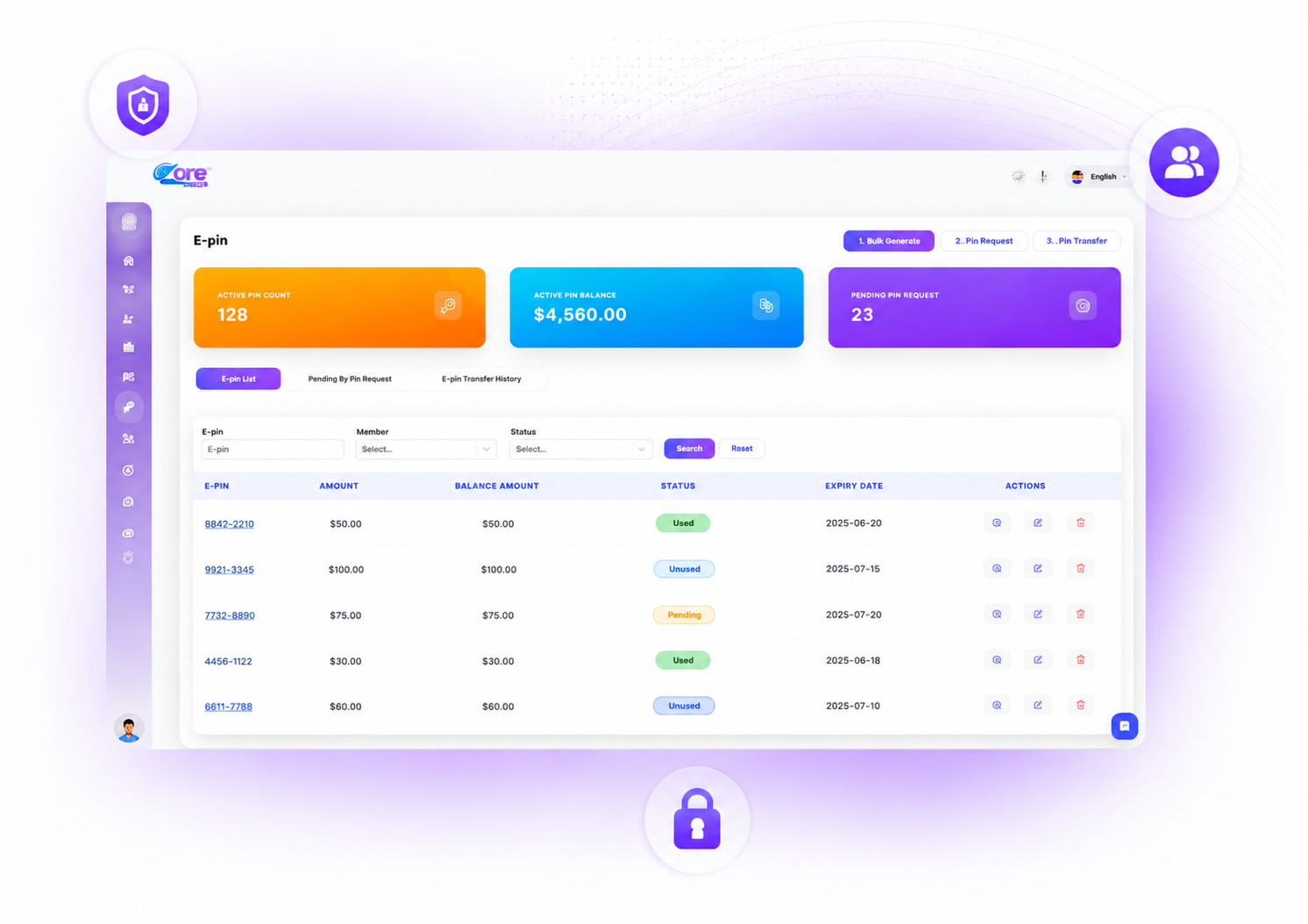 E-Pin system screenshot